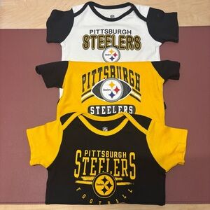 NFL Pittsburgh Steeles Infant  3pk Bodysuit, 12 Months